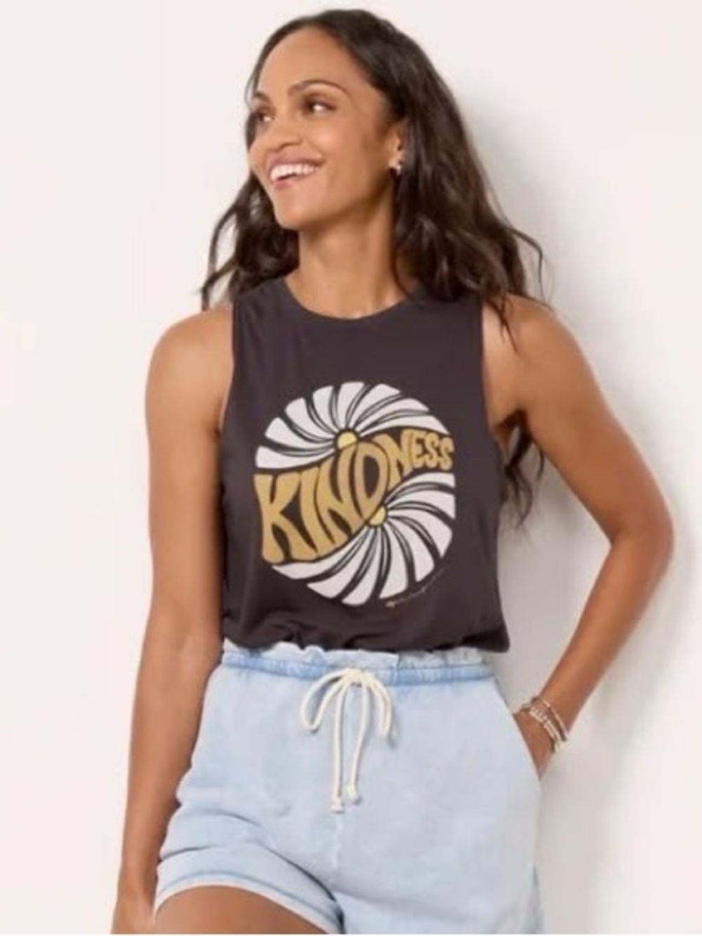 NEW Spiritual Gangster Sienna Cropped Black & Gold Kindness Muscle Tee Medium